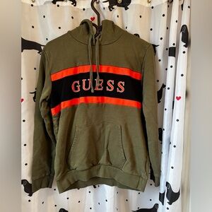 Guess Olive Hoodie with Red and Black Accents